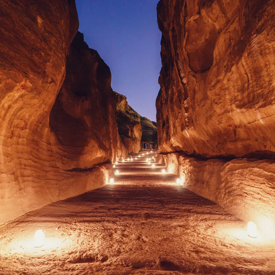 A private candlelit dining experience in Jordan